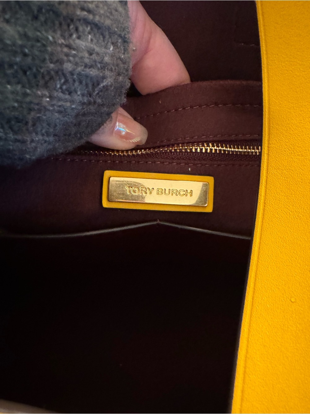 Tory Burch Yellow Logo Jacquard Drawstring Tote - Picture 4 of 5